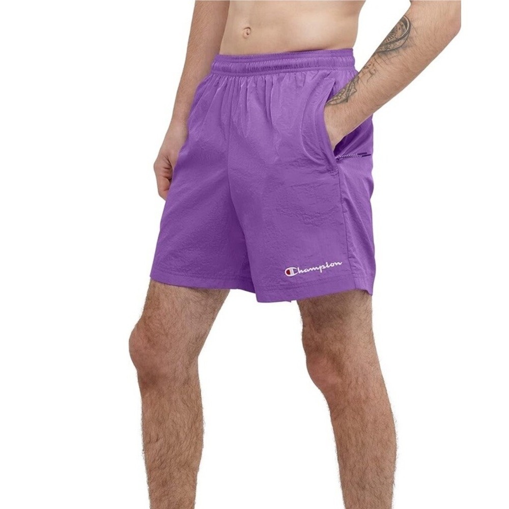 CHAMPION Nylon Warm Up 6" Shorts Purple Men's Size SMALL *NEW*
